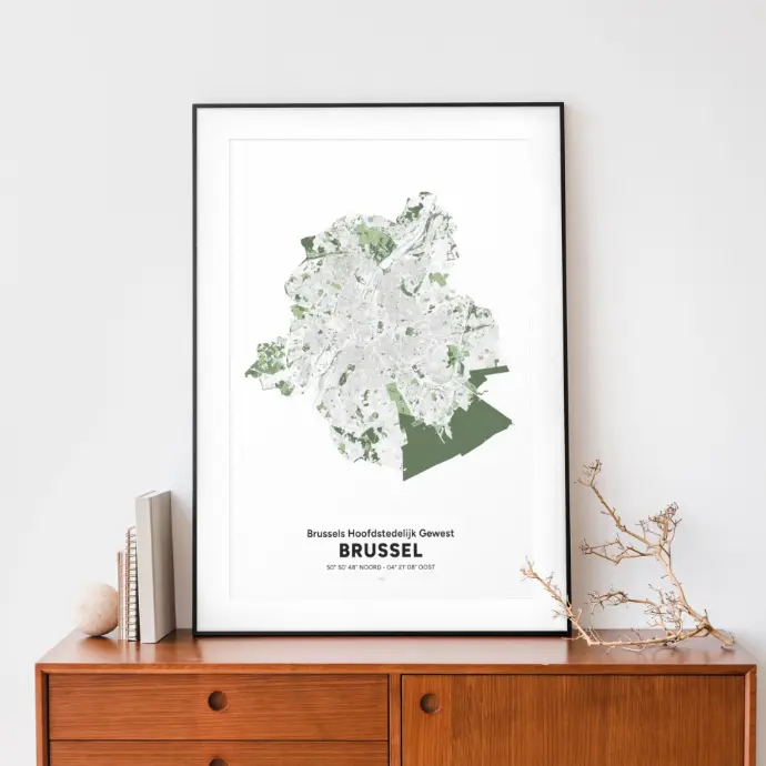 Carte et affiche avec le plan de Bruxelles, avec la livraison offerte.