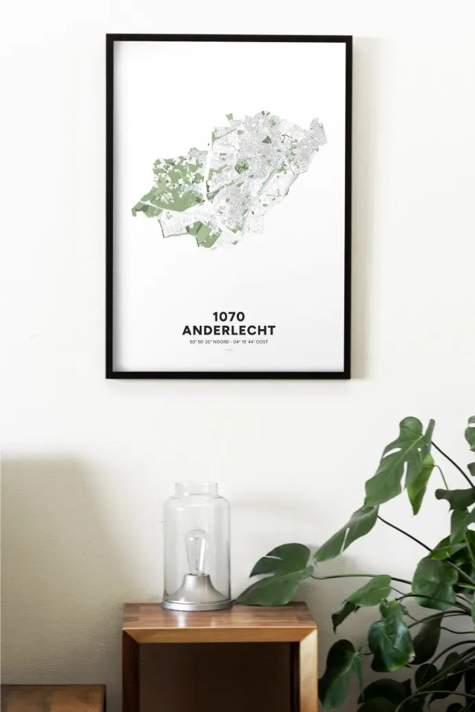 Poster avec la carte de Bruxelles avec la commune d'Anderlecht.