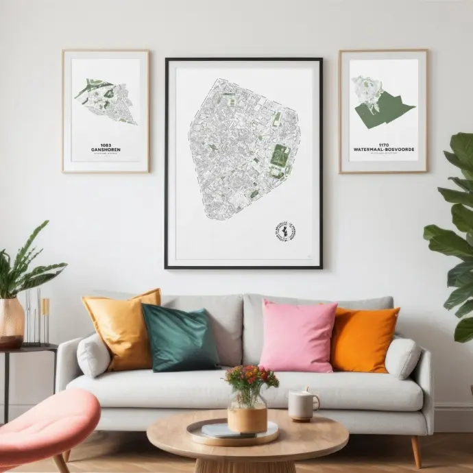 Cartes et posters du pentagone et des communes de Bruxelles.