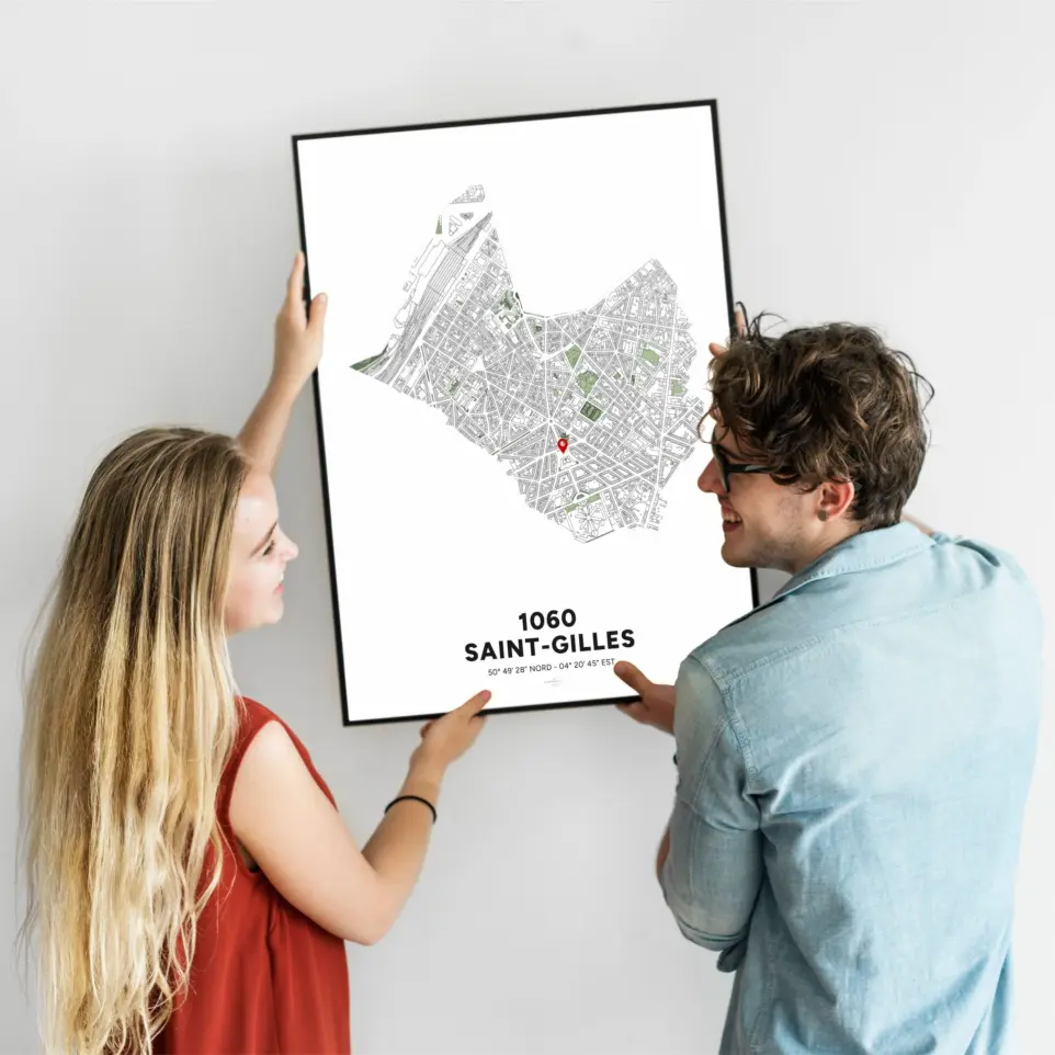 Poster avec la carte de Bruxelles personnalisée.