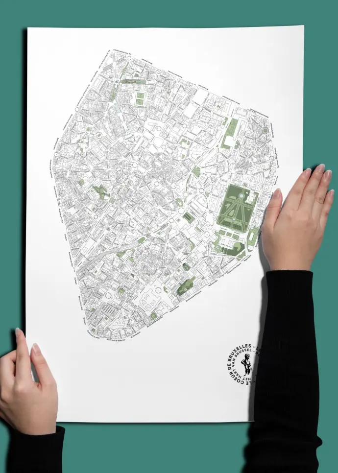 Carte de Bruxelles imprimée sur du papier certifié  FSC.