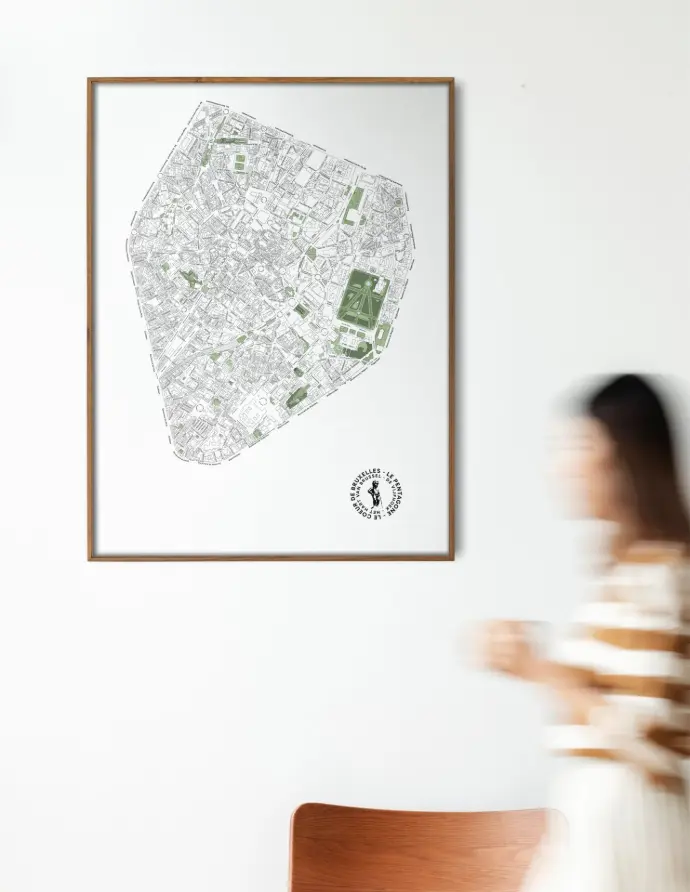 Affiche décorative du plan du pentagone de Bruxelles.