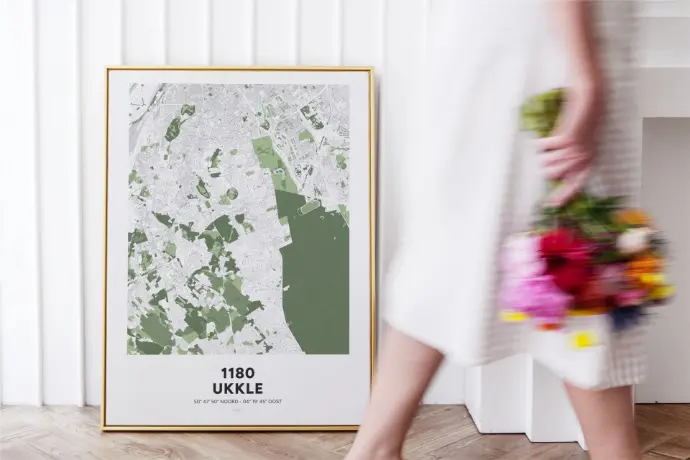 Affiche avec la carte d&#39;Uccle, à Bruxelles.