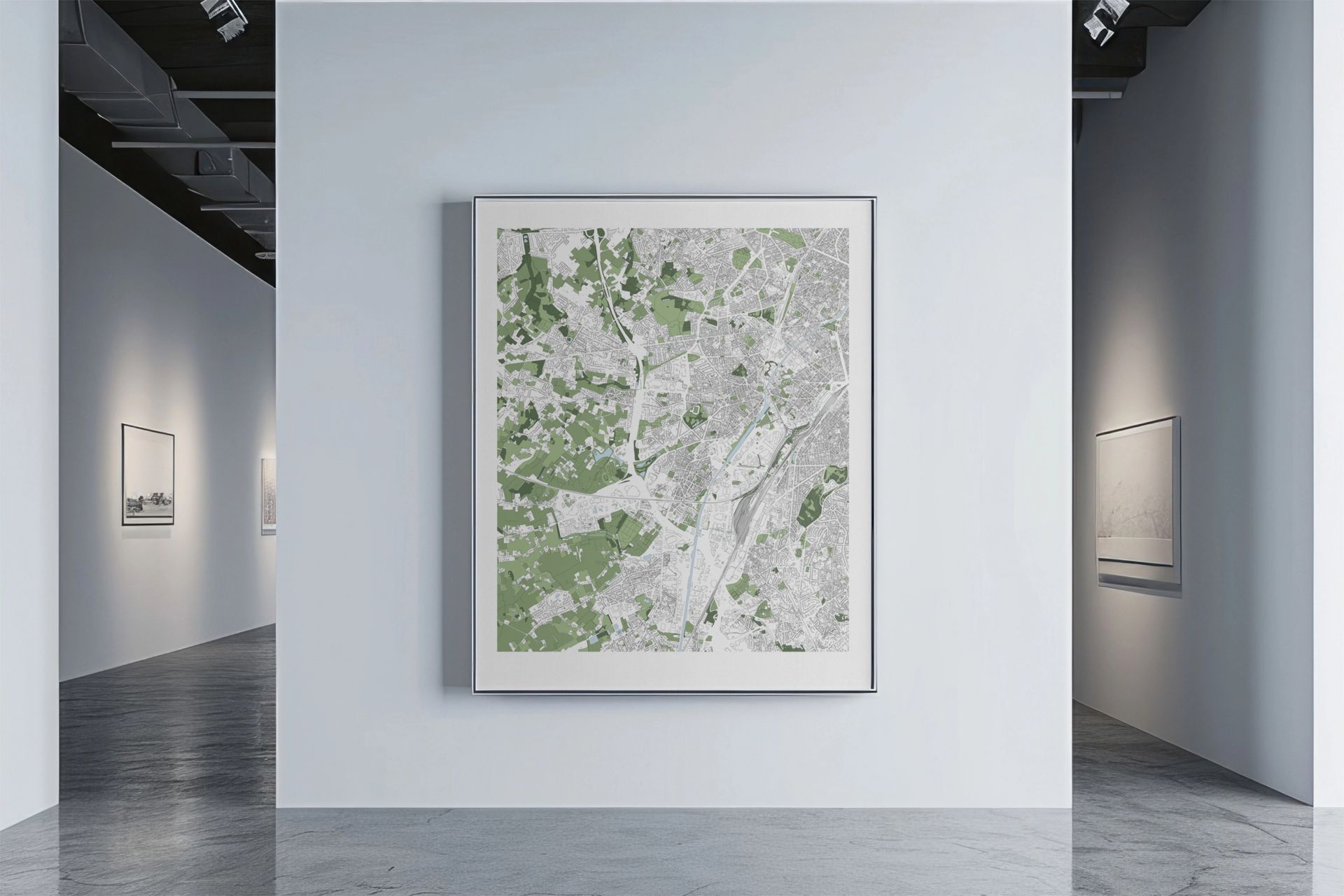 Zoom sur la carte de ka ville de Bruxelles, en Belgique.