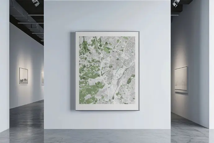 Zoom sur la carte de ka ville de Bruxelles, en Belgique.