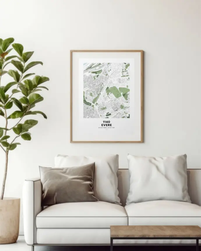 Carte décorative et murale de la commune d&#39;Evere.