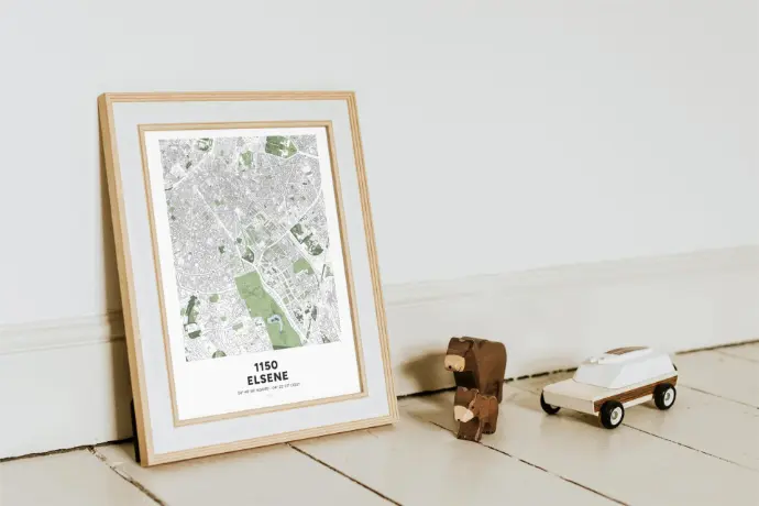 Carte et affiche d'Ixelles en Belgique.