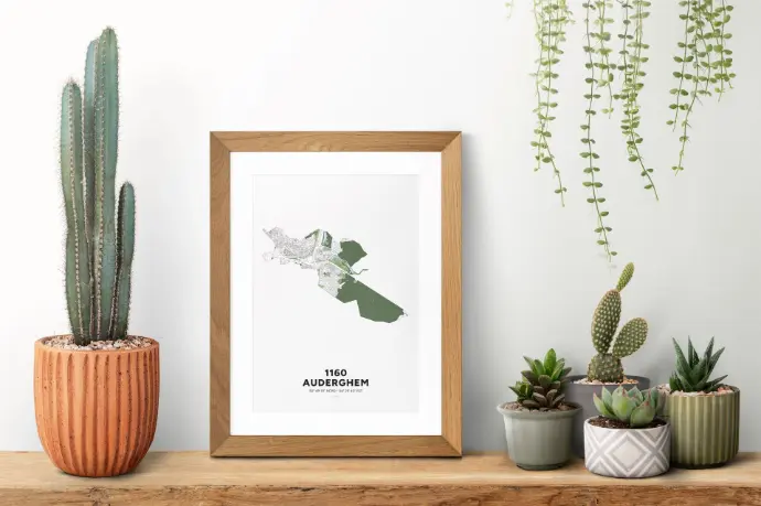 Poster avec la carte d&#39;Auderghem et la Forêt de Soignes.