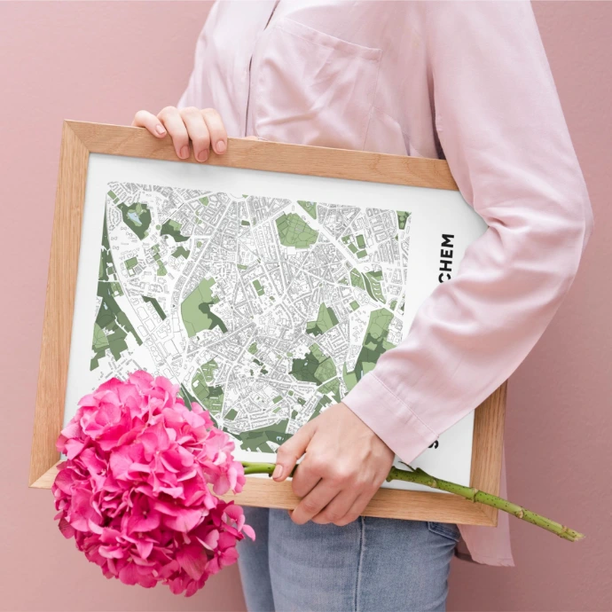 Poster avec la carte de Berchem offert comme cadeau.