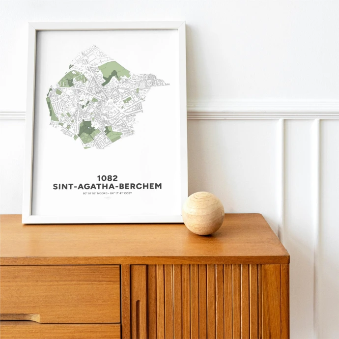 Poster avec la carte de Berchem; à Bruxelles.