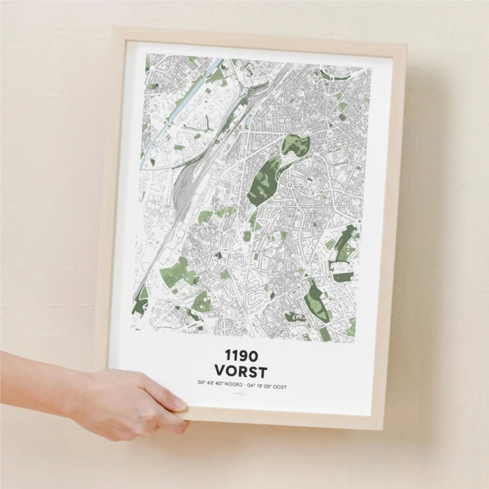 Poster avec la carte de la commune de Forest à Bruxelles.