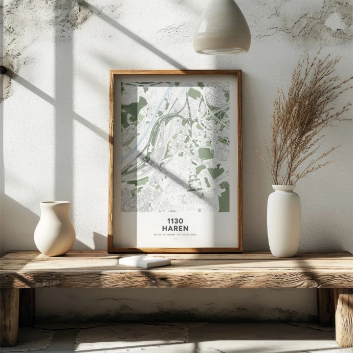 Poster avec la carte déco de la commune de Haren.