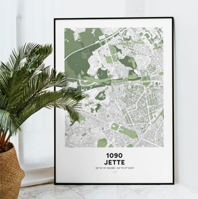 Poster avec la carte déco de la commune de Jette.