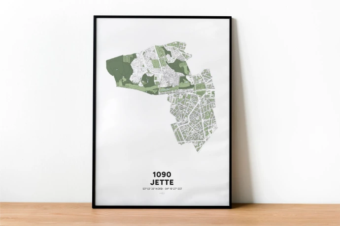 Poster avec la carte déco de la commune de Jette, à Bruxelles.