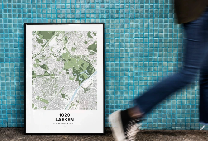 Poster avec la carte déco de la commune de Laeken.