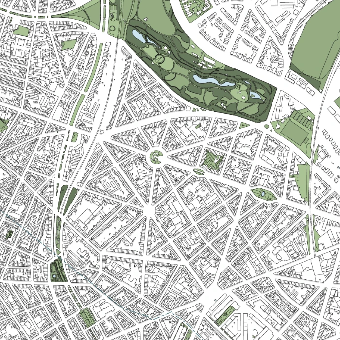 Poster avec la carte murale de la commune de Schaerbeek.