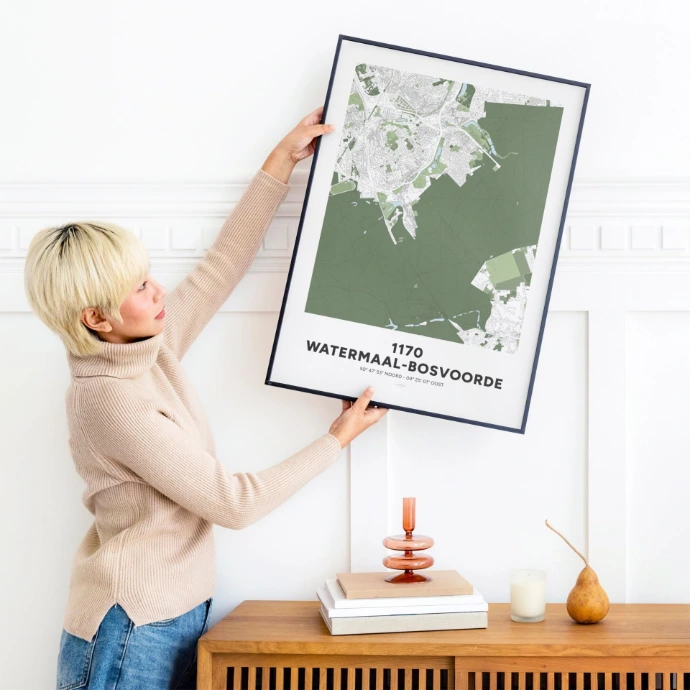 Poster avec la carte déco de la commune de Watermael-Boisfort.