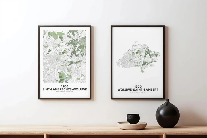 Poster avec la carte murale de la commune de Woluwe-Saint-Lambert.