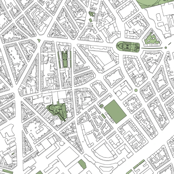 Poster avec la carte déco murale de la commune d'Etterbeek.