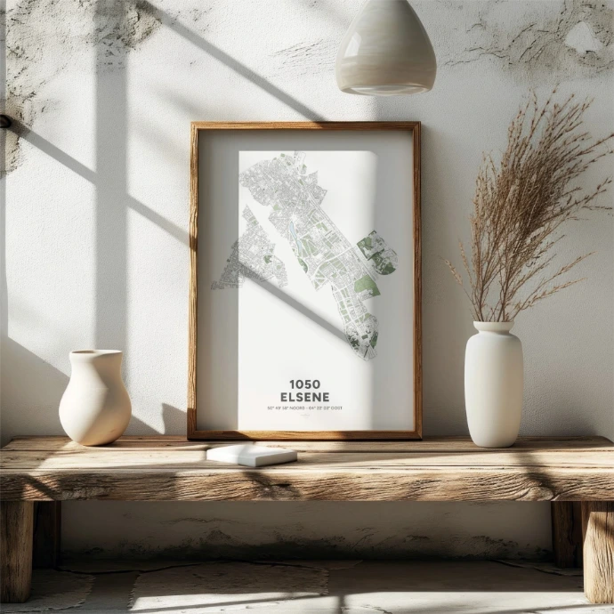 Poster avec la carte déco de la commune d'Ixelles.