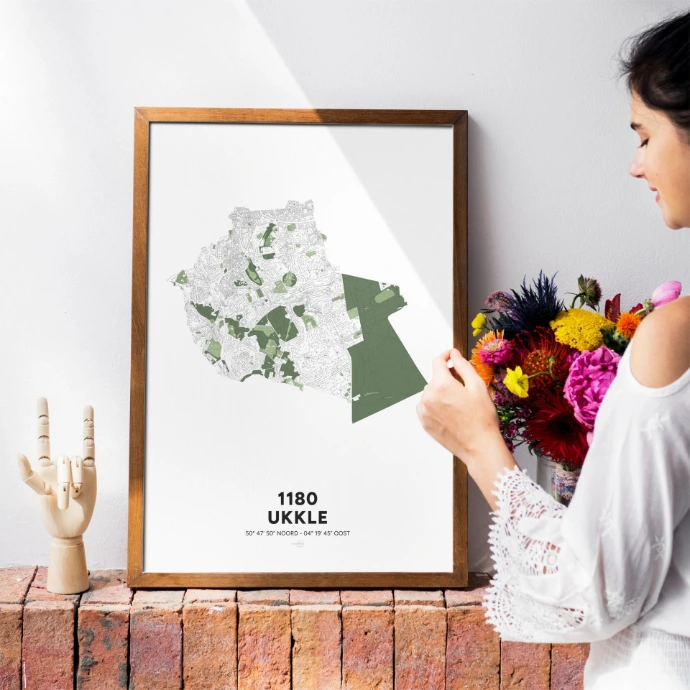 Poster avec la carte déco de la commune de Uccle, à Bruxelles.