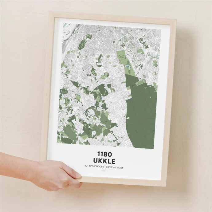 Poster avec la carte de la commune d'Uccle.