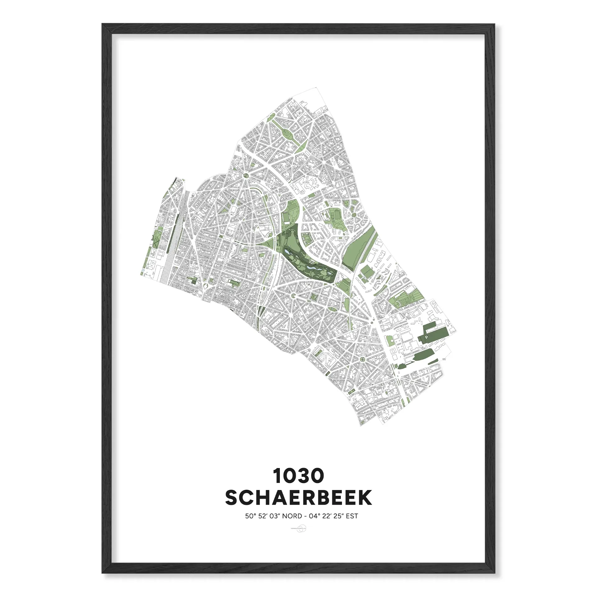 Kaart van Schaarbeek 1030 – Minimalistische poster