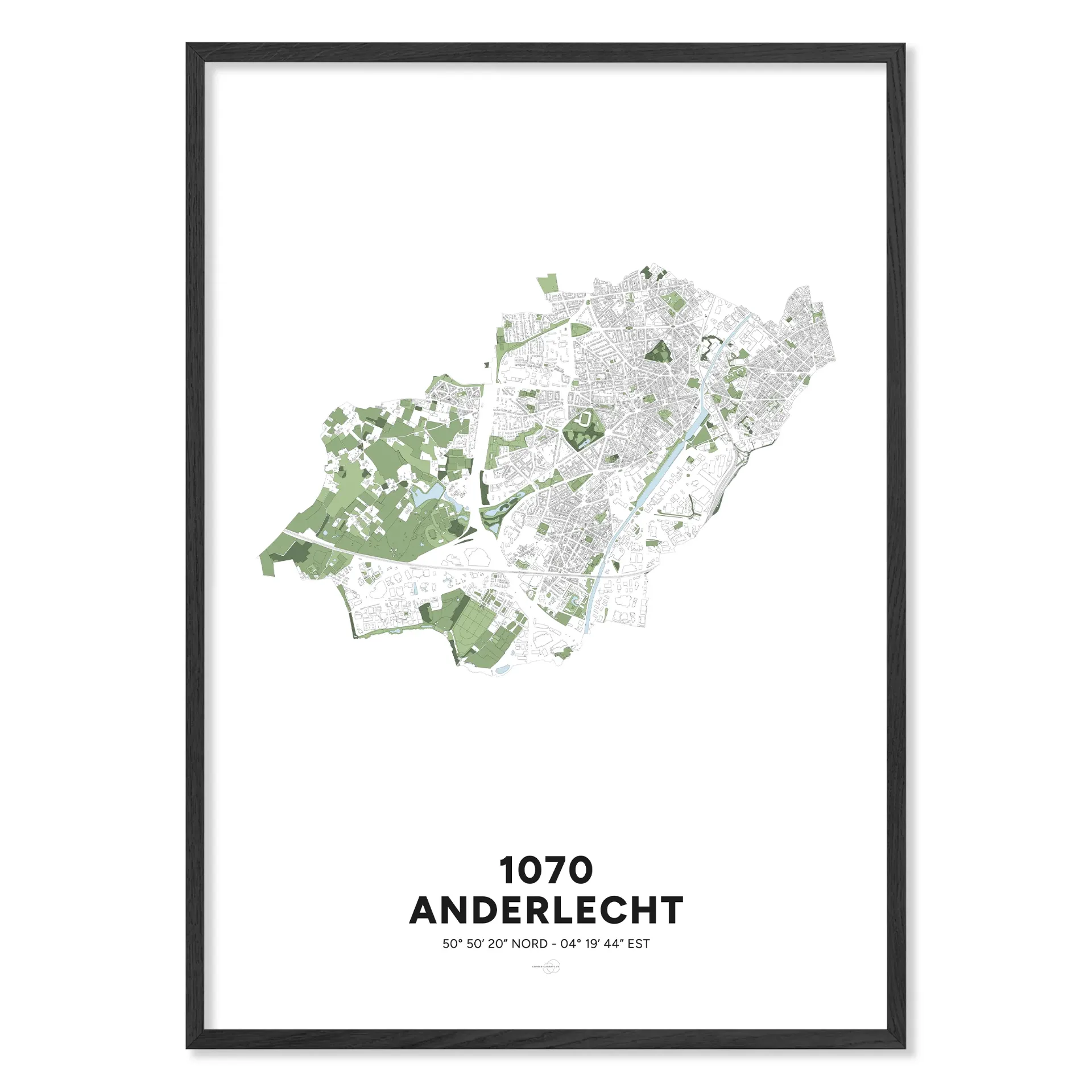 Kaart van Anderlecht 1070 – Minimalistische poster (Formaat A3 - 29,7x42cm, Frans, Zonder personalisatie, Zonder personalisatie)