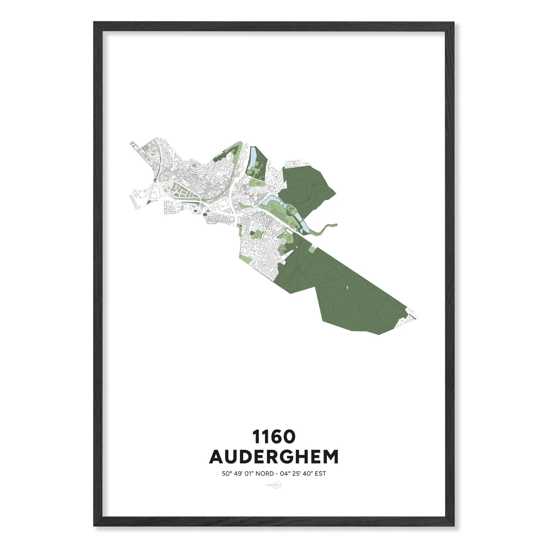 Carte d’Auderghem 1160 – Poster Minimaliste (Format A3 - 29,7x42cm, Français, Sans personnalisation, Sans personnalisation)
