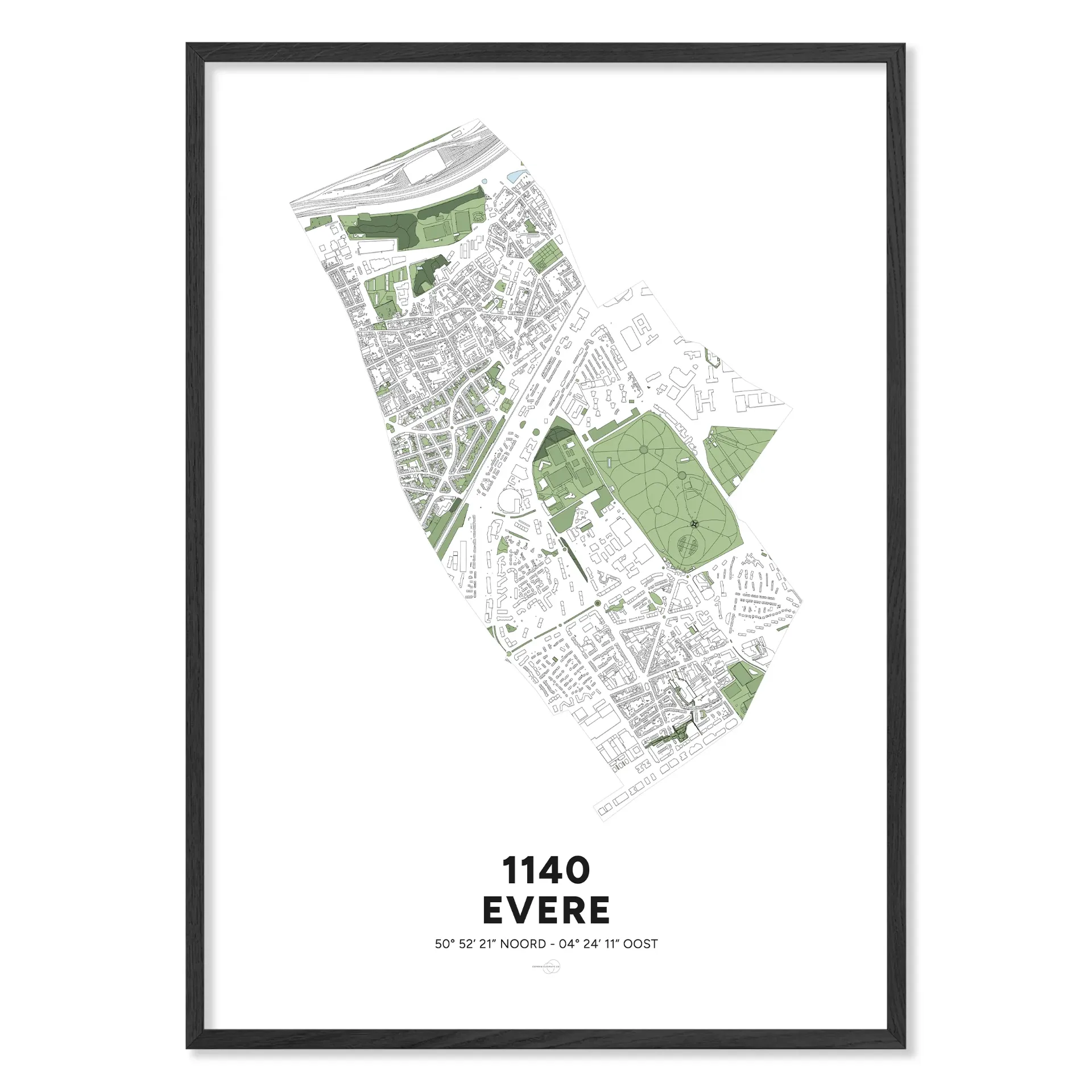 Kaart van Evere 1140 – Minimalistische poster