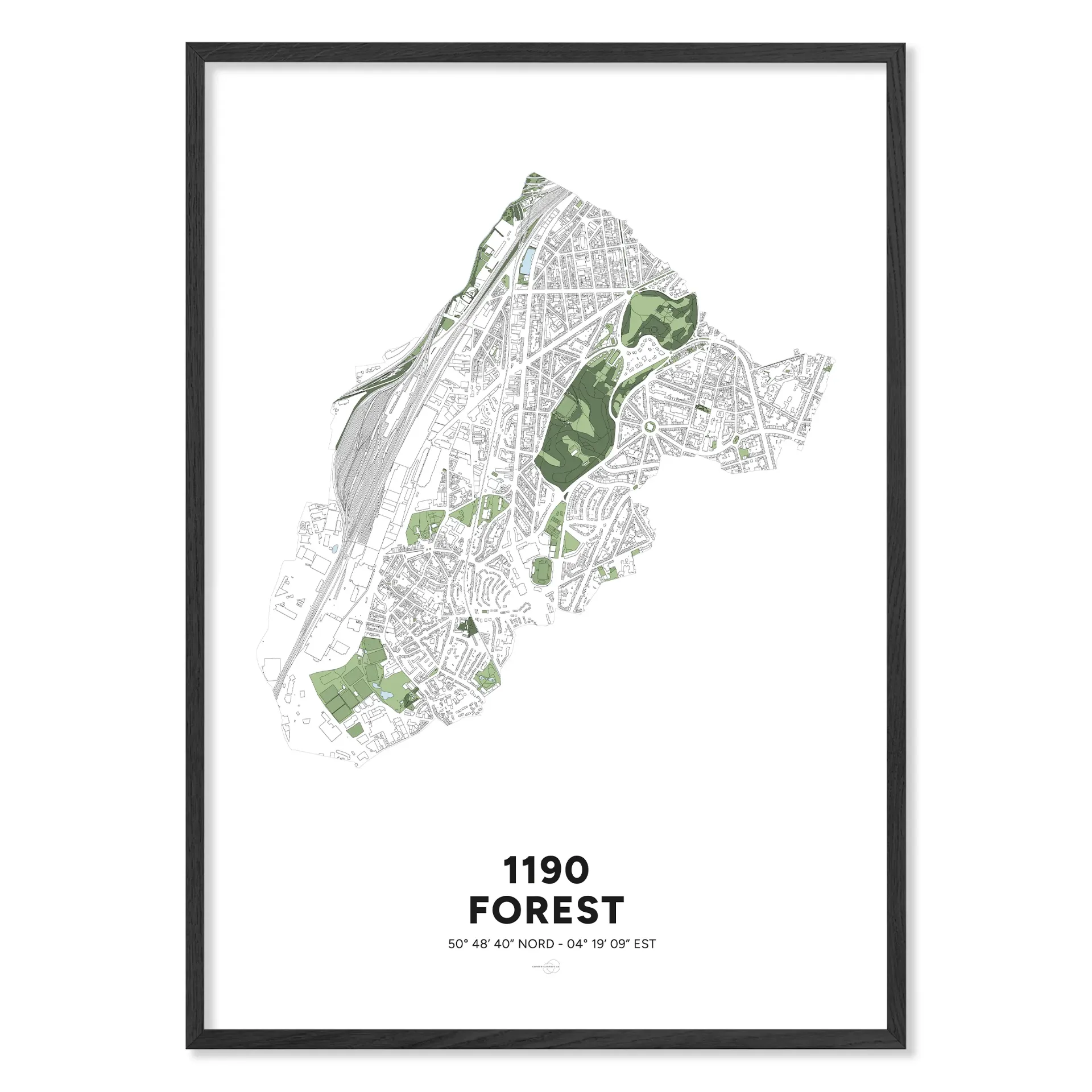 Carte de Forest 1190 – Poster Minimaliste (Format A3 - 29,7x42cm, Français, Sans personnalisation, Sans personnalisation)