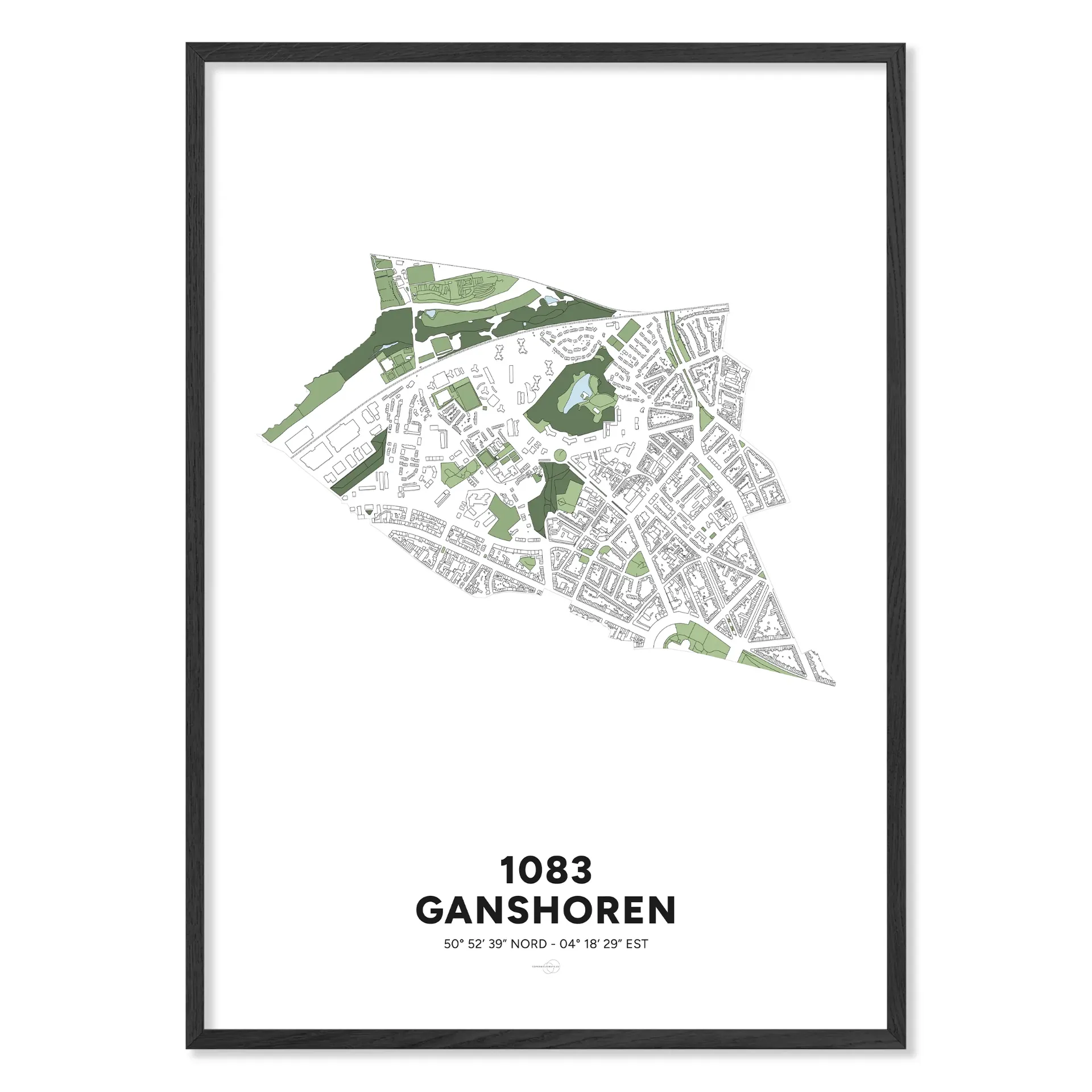 Carte de Ganshoren 1083 – Poster Minimaliste (Format A3 - 29,7x42cm, Français, Sans personnalisation, Sans personnalisation)