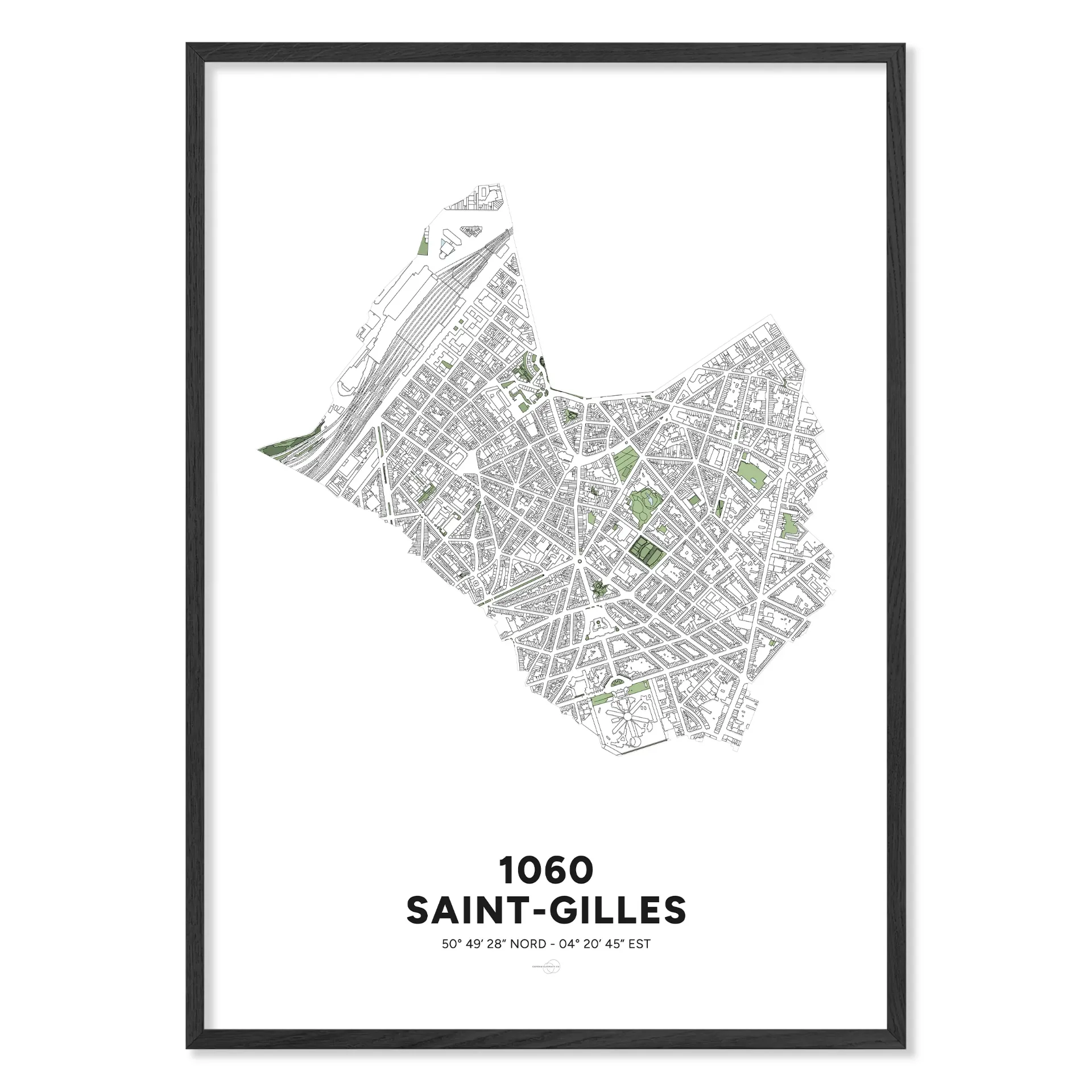 Kaart van Sint-Gillis 1060 – Minimalistische poster (Formaat A3 - 29,7x42cm, Frans, Zonder personalisatie, Zonder personalisatie)