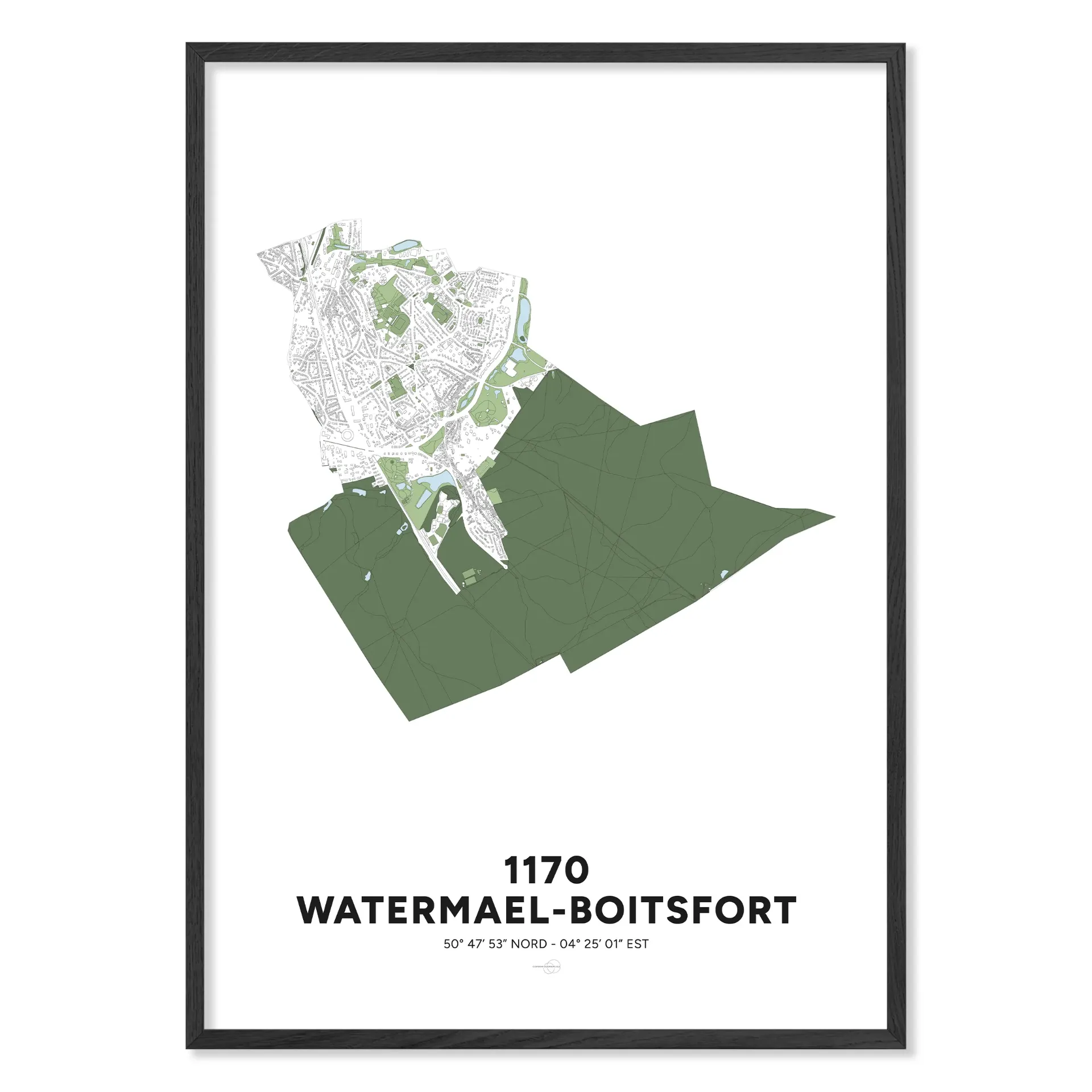 Kaart van Watermaal-Bosvoorde 1170 – Minimalistische poster