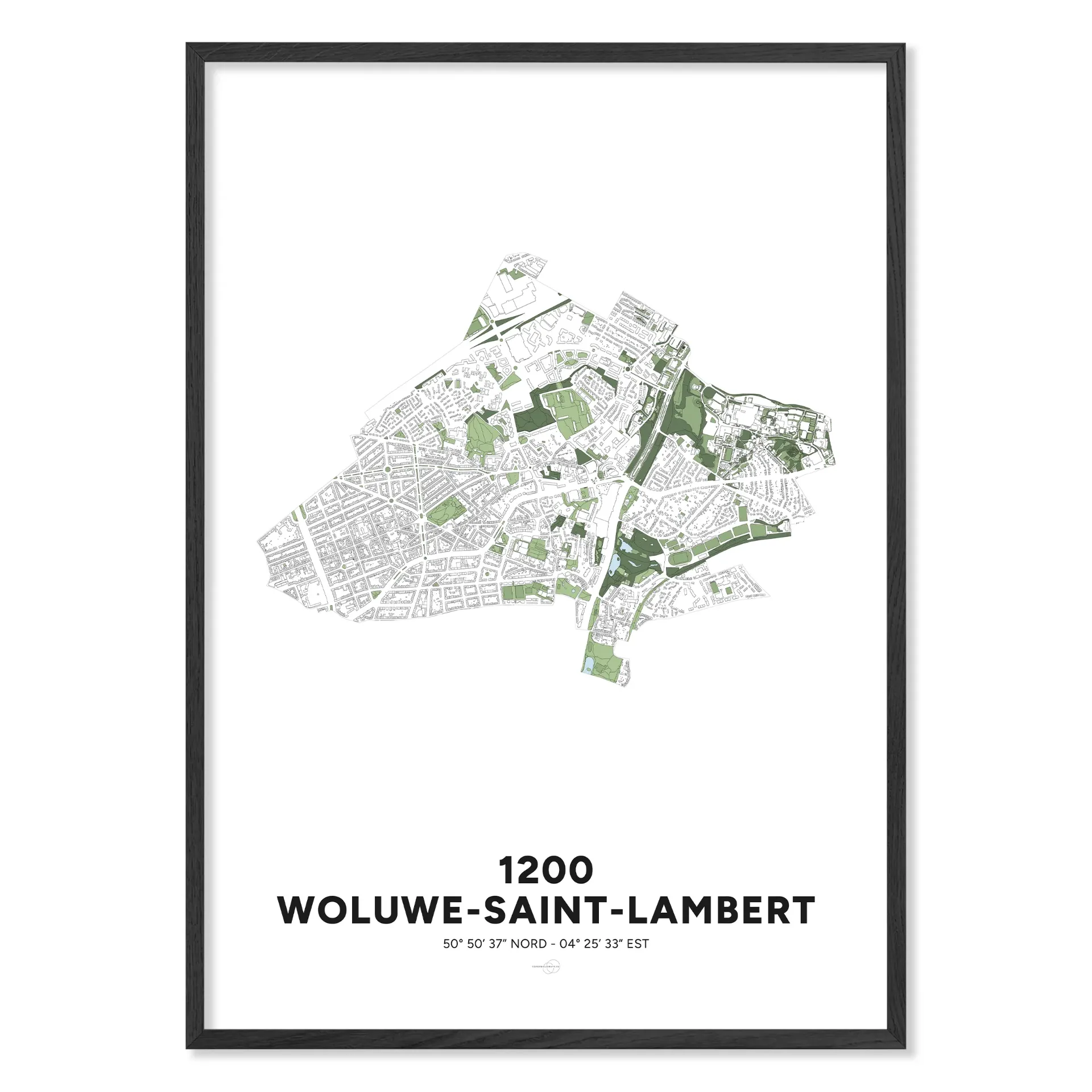 Map of Woluwe-Saint-Lambert 1200 – Minimalist Poster (A3 Format - 29,7x42cm, French, Without customization, Without customization)