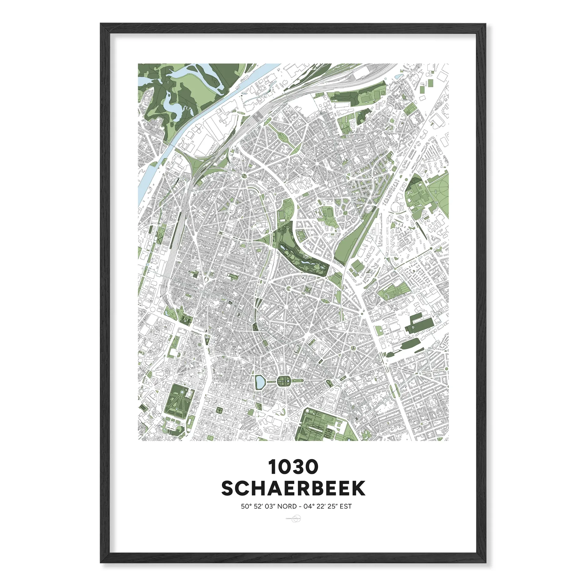 Kaart van Schaarbeek 1030 – Klassieke poster (Formaat A3 - 29,7x42cm, Frans, Zonder personalisatie, Zonder personalisatie)
