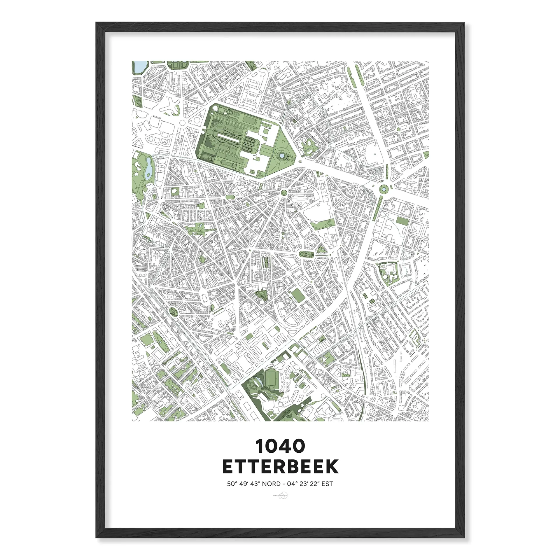 Carte d’Etterbeek 1040 – Poster Classique (Format A3 - 29,7x42cm, Français, Sans personnalisation, Sans personnalisation)