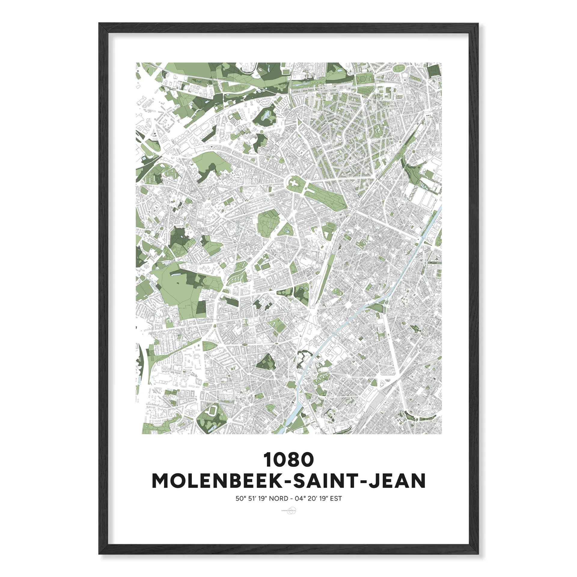 Carte de Molenbeek 1080 – Poster Classique (Format A3 - 29,7x42cm, Français, Sans personnalisation, Sans personnalisation)