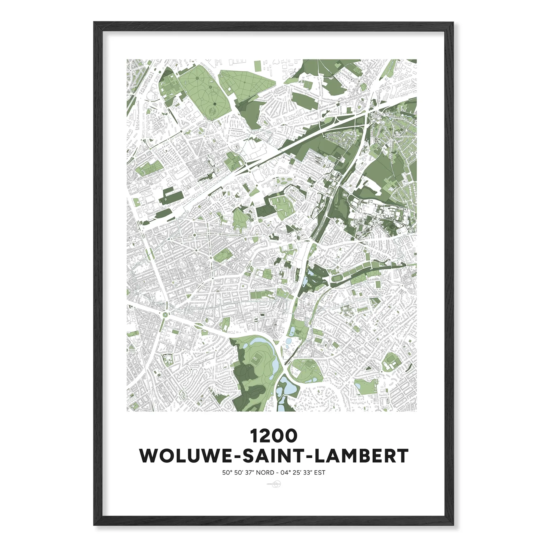 Kaart van Sint-Lambrechts-Woluwe 1200 – Klassieke poster (Formaat A3 - 29,7x42cm, Frans, Zonder personalisatie, Zonder personalisatie)
