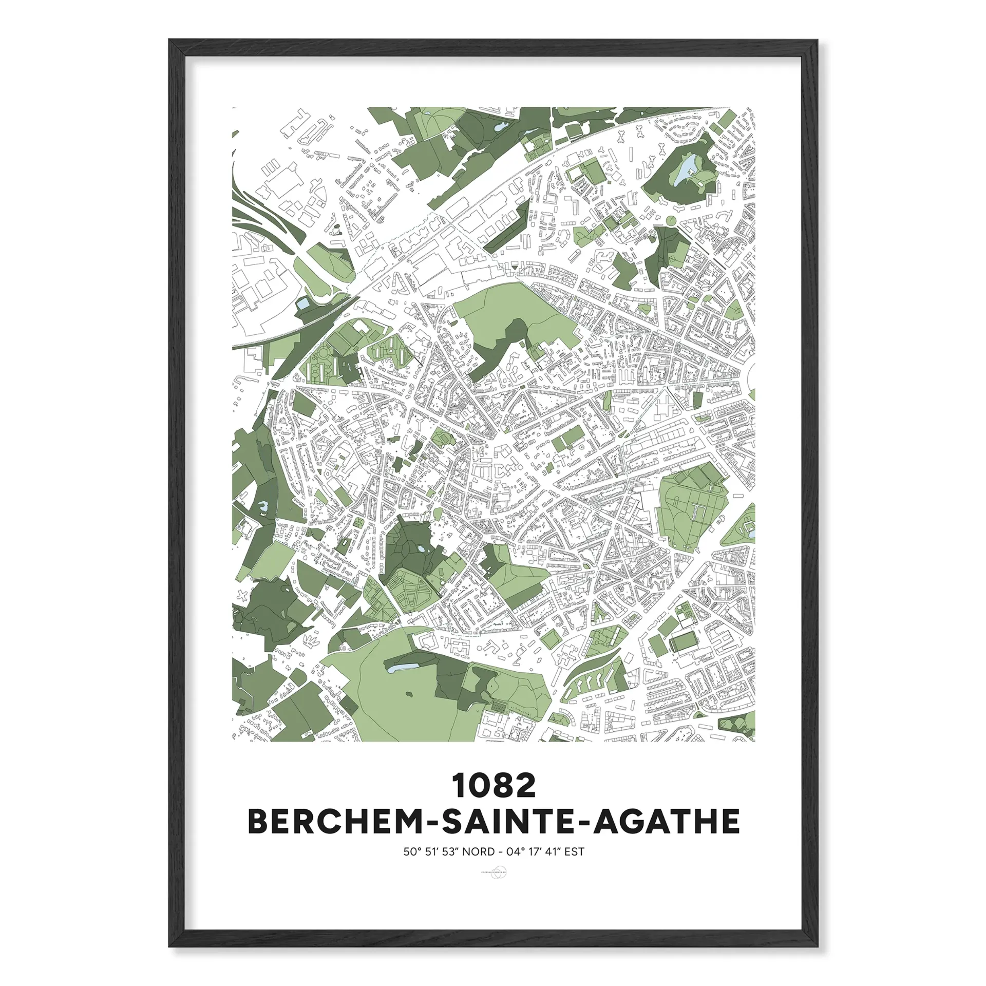 Kaart van Sint-Agatha-Berchem 1082 – Klassieke poster (Formaat A3 - 29,7x42cm, Frans, Zonder personalisatie, Zonder personalisatie)