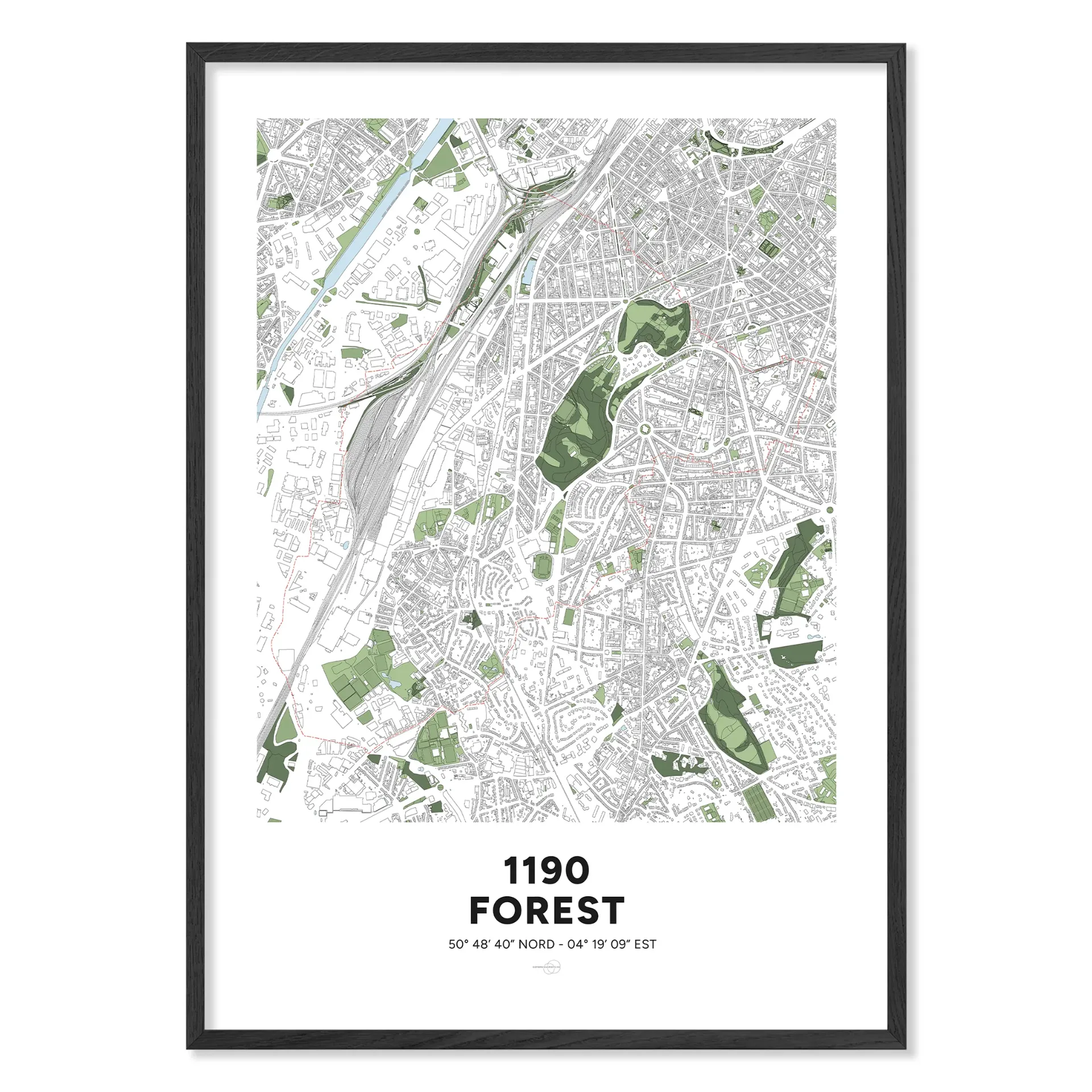 Carte de Forest 1190 – Poster Classique (Format A3 - 29,7x42cm, Français, Sans personnalisation, Sans personnalisation)