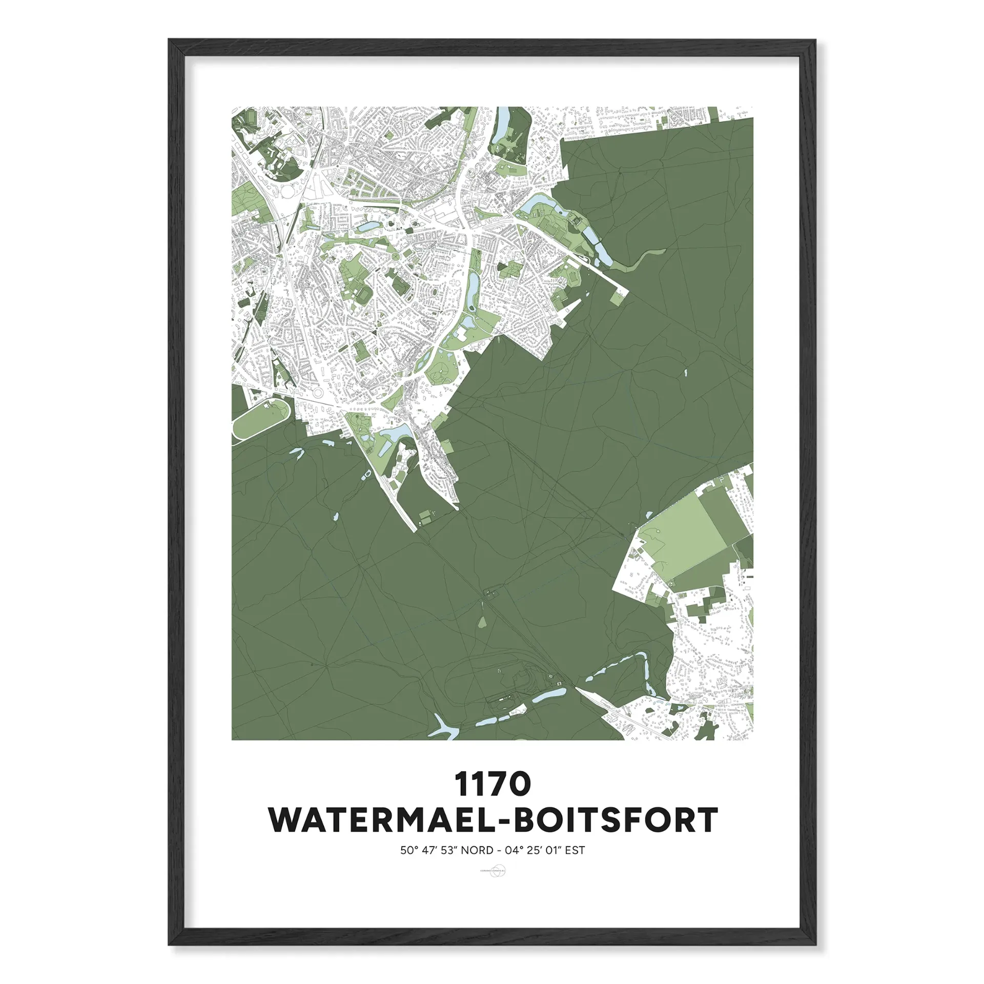 Carte de Watermael-Boitsfort 1170 – Poster Classique (Format A3 - 29,7x42cm, Français, Sans personnalisation, Sans personnalisation)