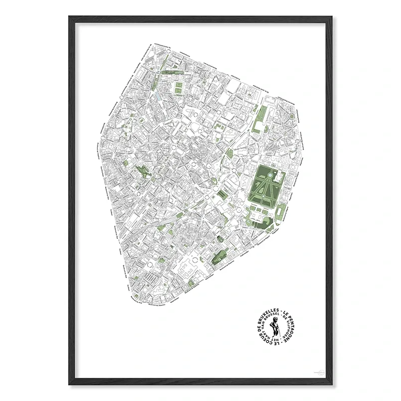 Carte du Pentagone de Bruxelles – Poster Minimaliste (Format B2 - 50x70cm, Français, Sans personnalisation, Sans personnalisation)
